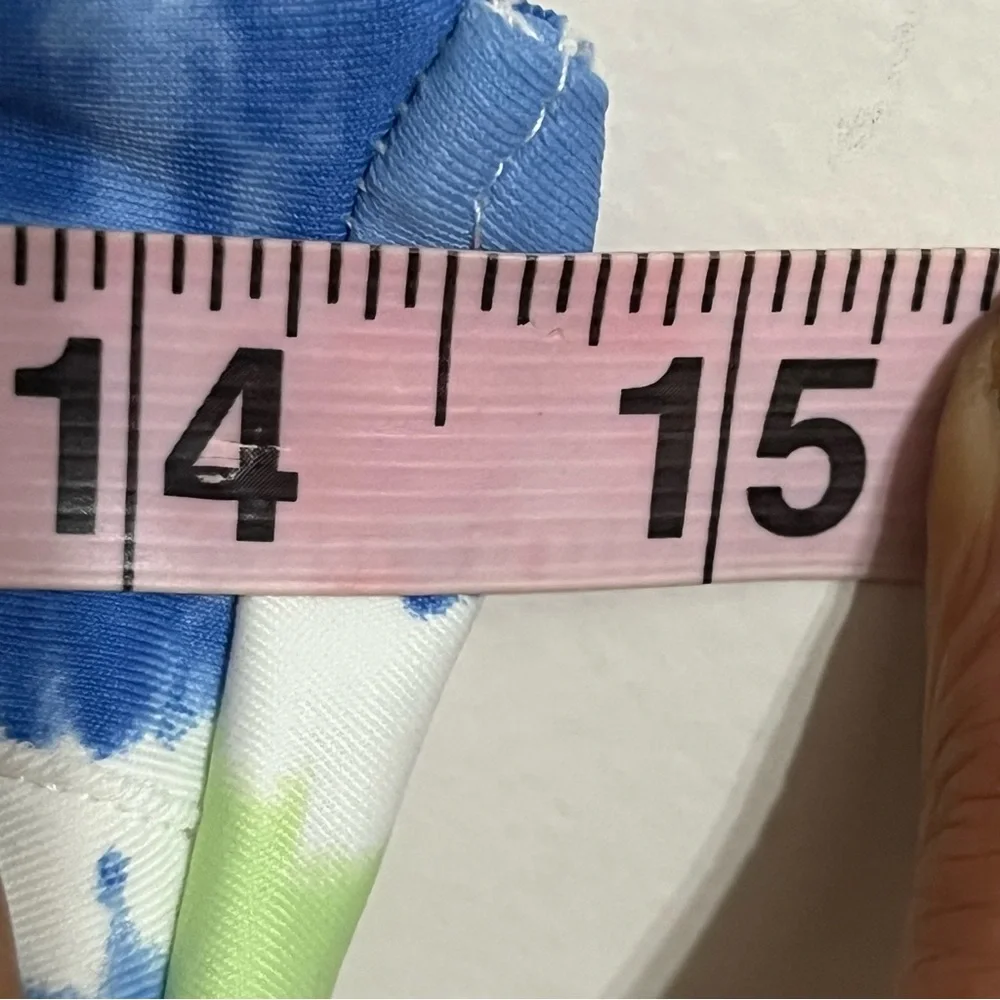 Aerie Blue & Green Striped Scoop Bikini‎ Top Size Small Tie Front Beach Summer